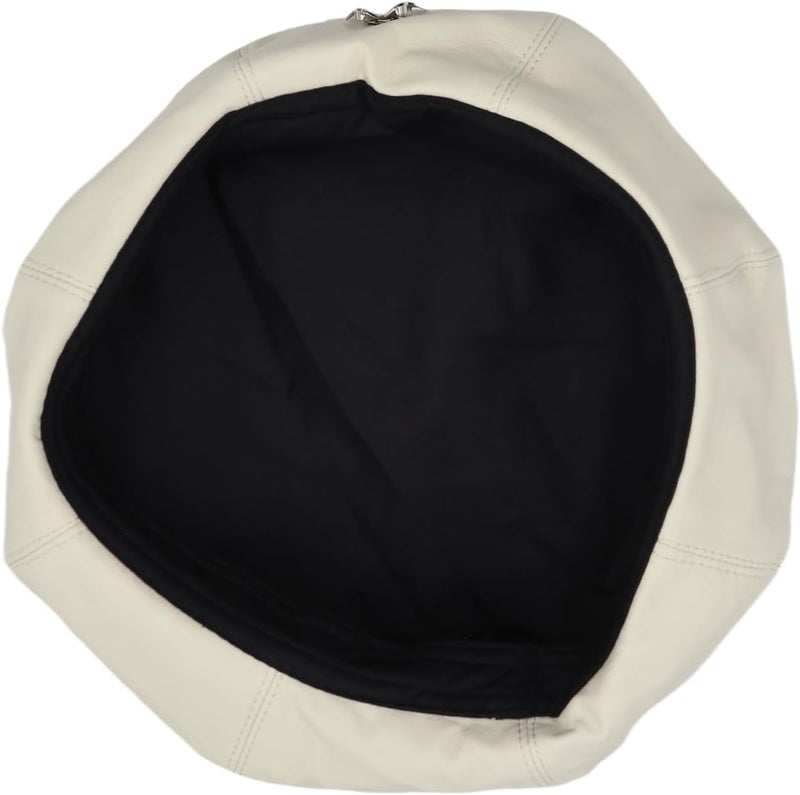 MINGSEECESS Women PU Leather French Black Beret Hat Causal Beanie Hat - Image 2